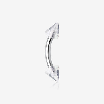 Acrylic Spike Curved Barbell Eyebrow Ring-Clear